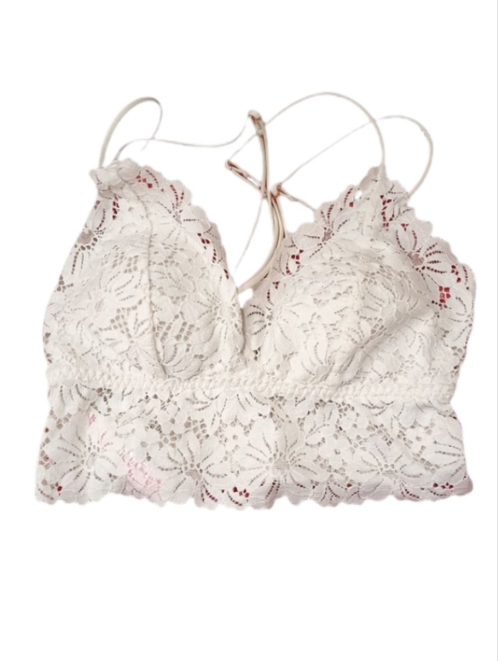 PINK Victoria's Secret Ivory/Blush Textured Lace Bralette